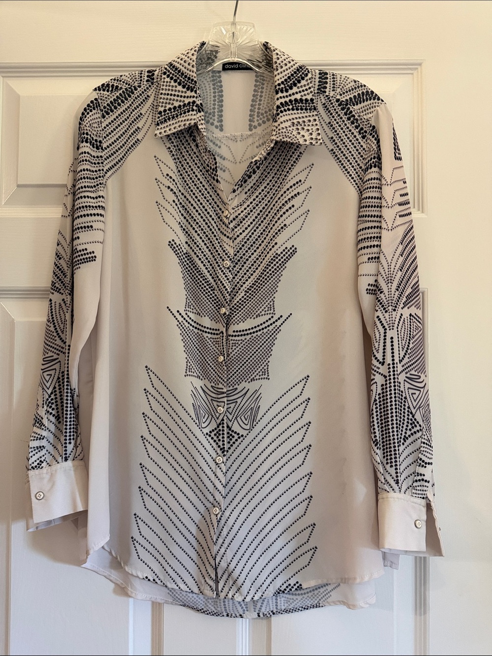 David Cline Black & White Geometric Print Button-Down Shirt